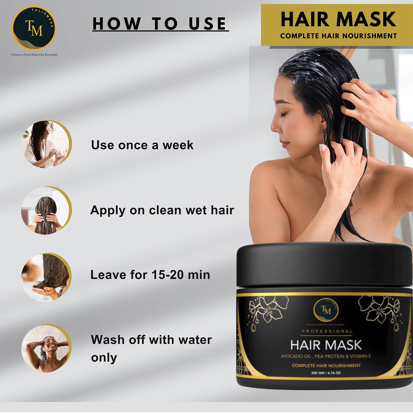 VEGAN HAIR MASK FOR DRY , FRIZZY, COLORED & TREATED HAIR