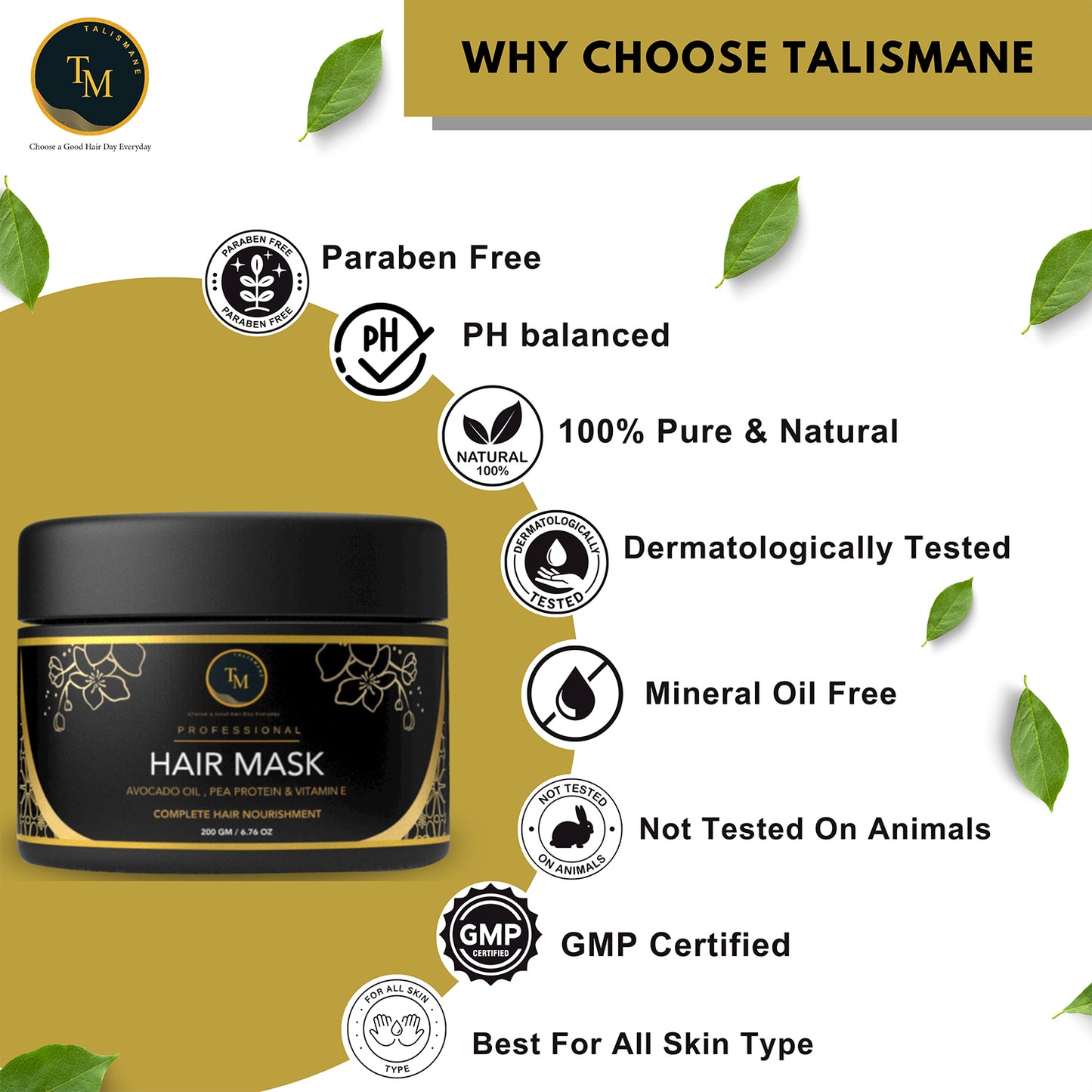 VEGAN HAIR MASK FOR DRY , FRIZZY, COLORED & TREATED HAIR