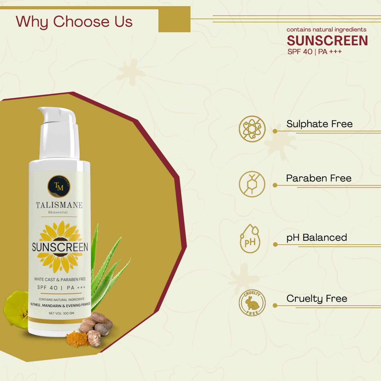 MOISTURISING SUNSCREEN LOTION SPF 40 PA+++ (100 gm)- TALISMANE SKINSENTIAL